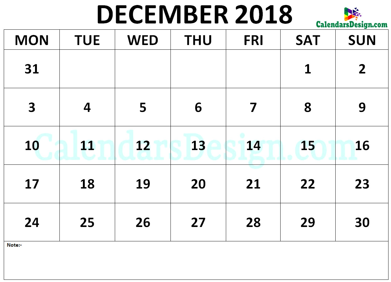 December Calendar 2018