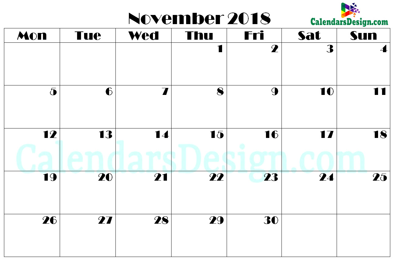 Printable Calendar for November PDF