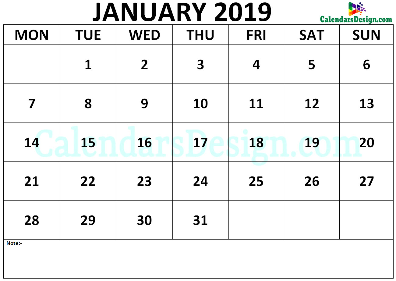 Calendar January 2019