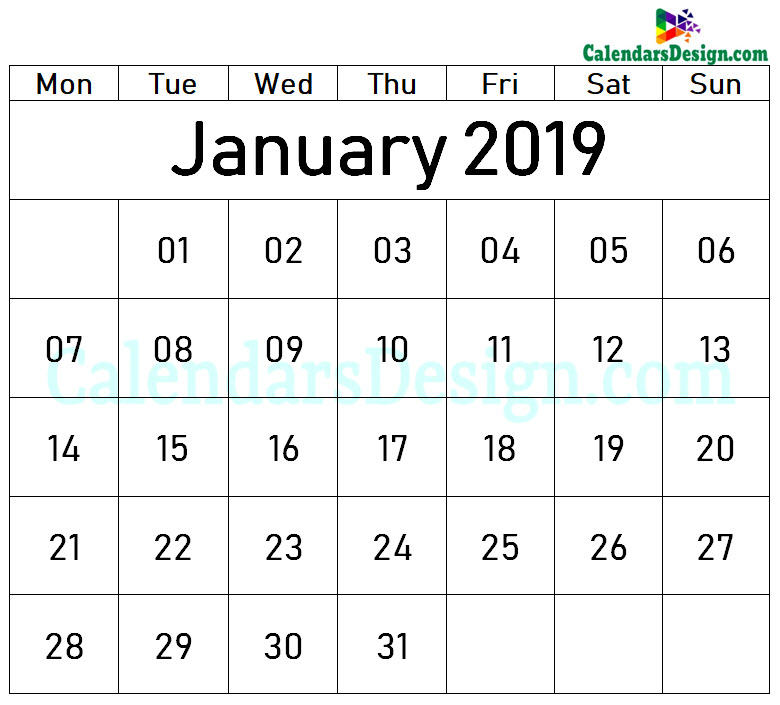 January 2019 Printable Blank Calendar