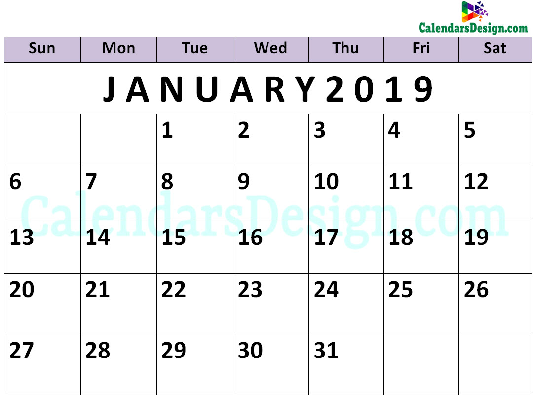 January Calendar 2019 PDF