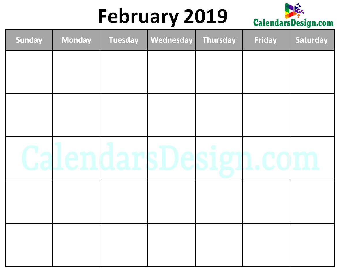 Blank Calendar for February 2019