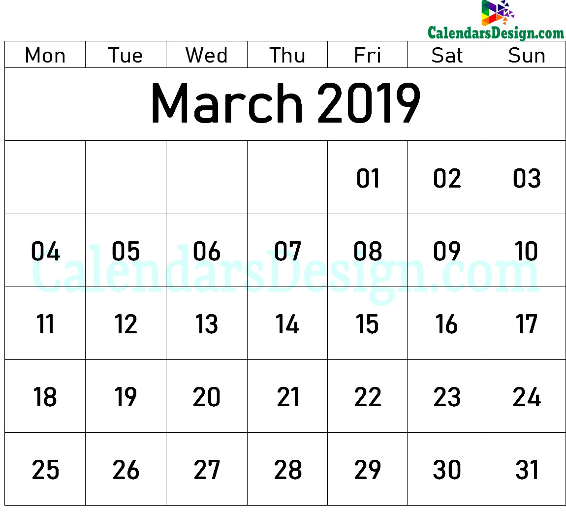 March 2019 Printable Blank Calendar