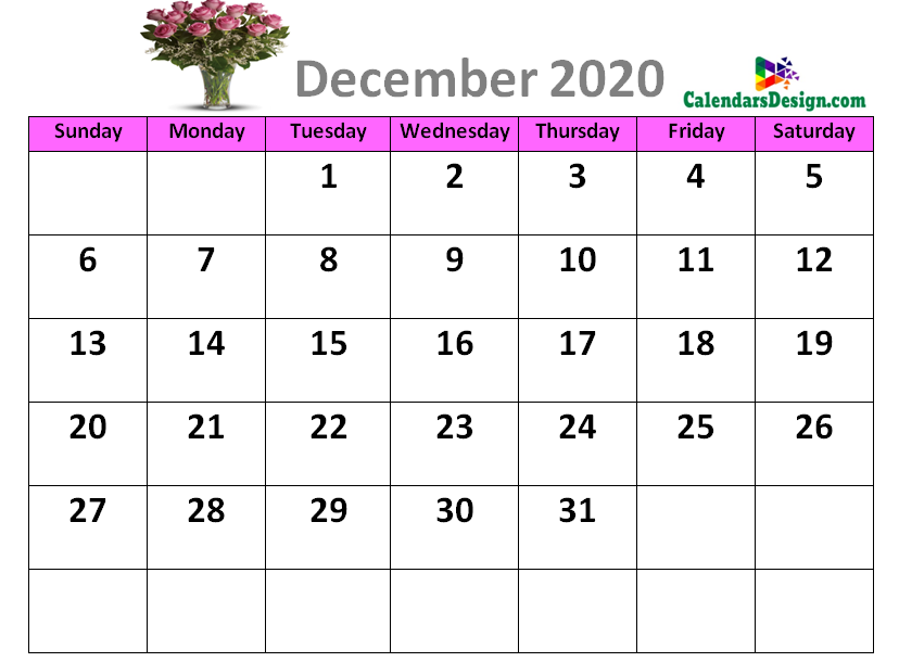 Cute Calendar for December 2020