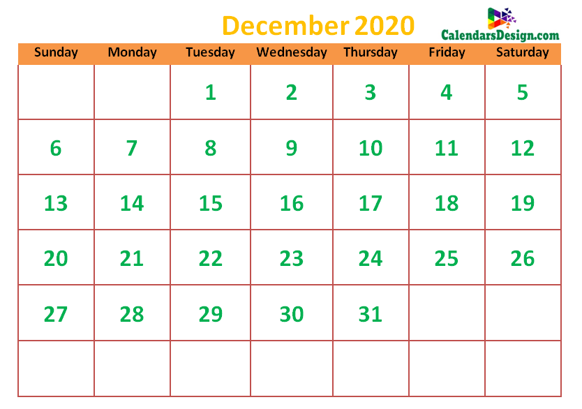 Cute December 2020 Calendar