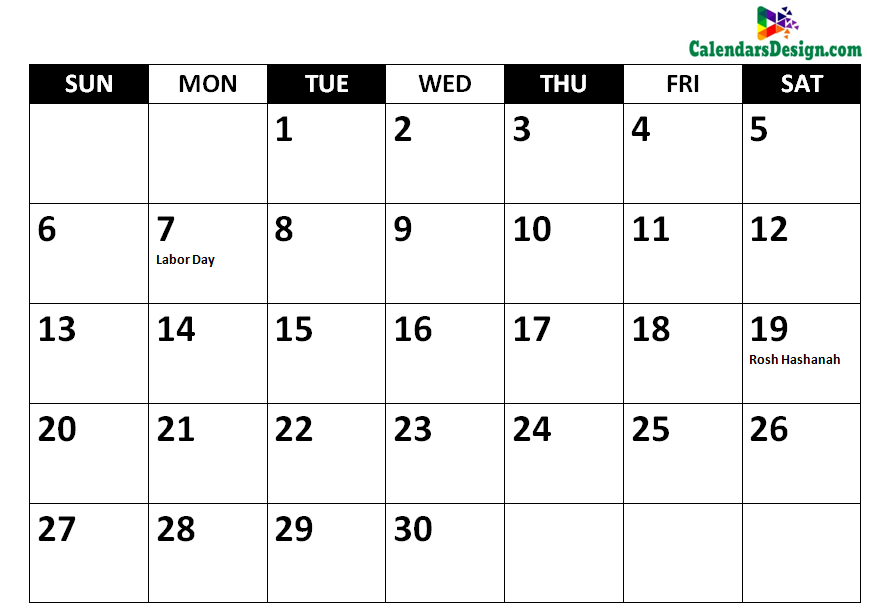 Printable September 2020 Holidays With Notes