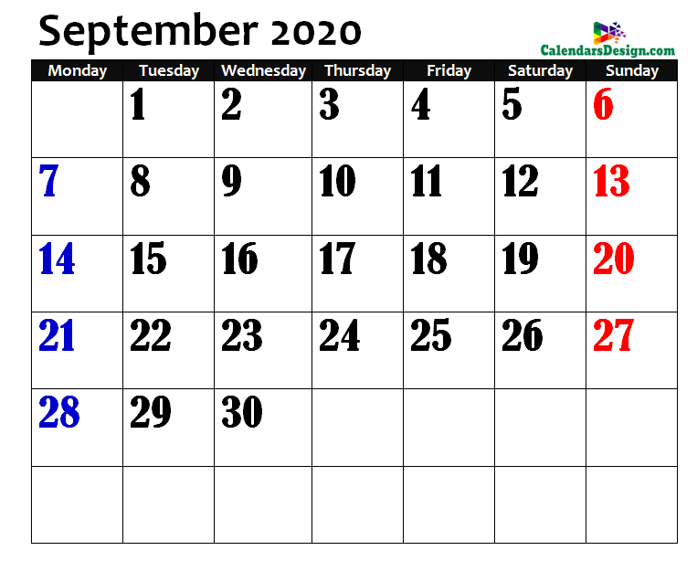 September 2020 Calendar in Page