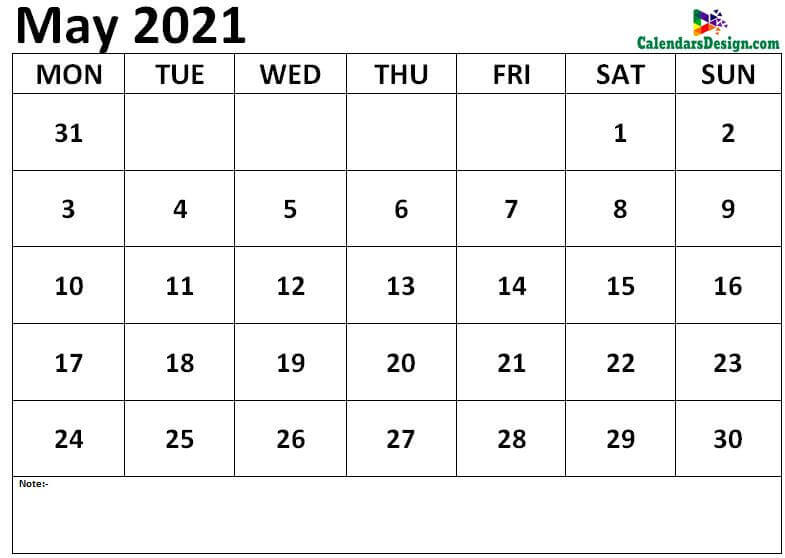 Calendar May 2021