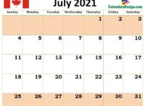 July 2021 Calendar Canada With Holidays