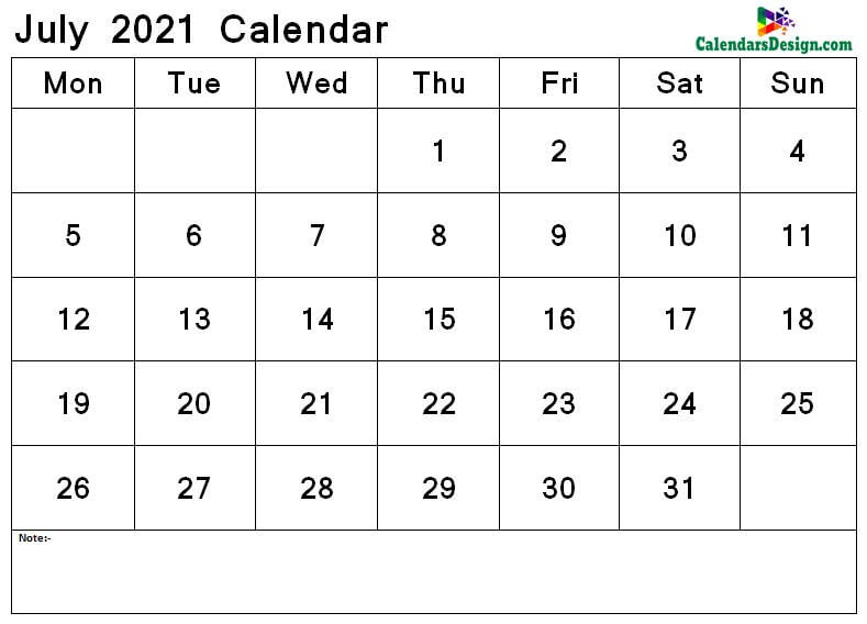 July 2021 calendar png