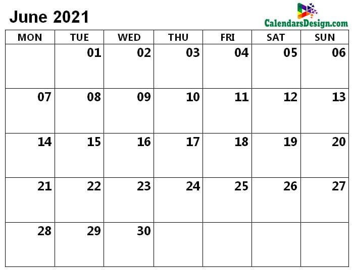 June 2021 Calendar PDF