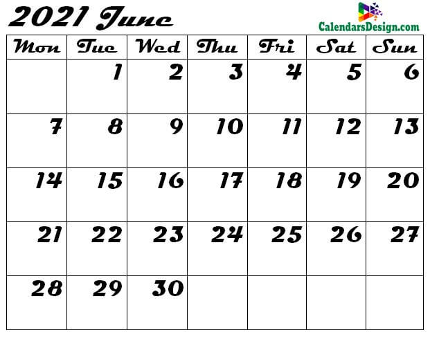 June 2021 Calendar in Page