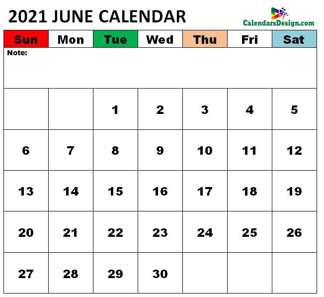 June 2021 Calendar vertex