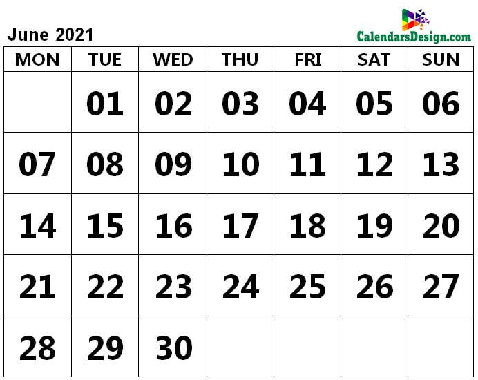June 2021 pdf calendar