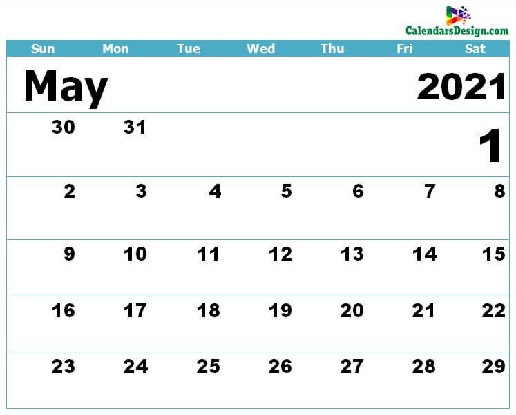 Printable Calendar for May 2021 Templates