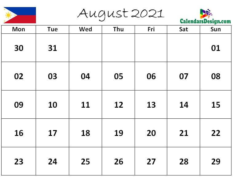 August 2021 Calendar Philippines