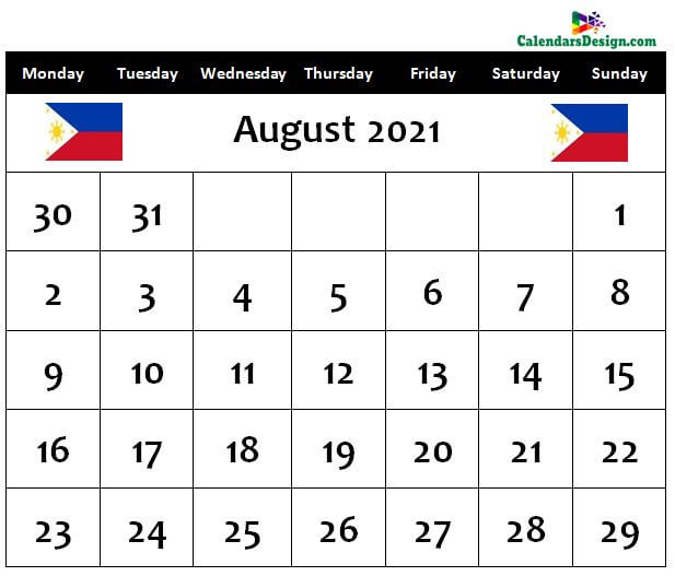 August 2021 Philippines calendar