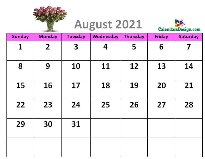 August 2021 calendar designs