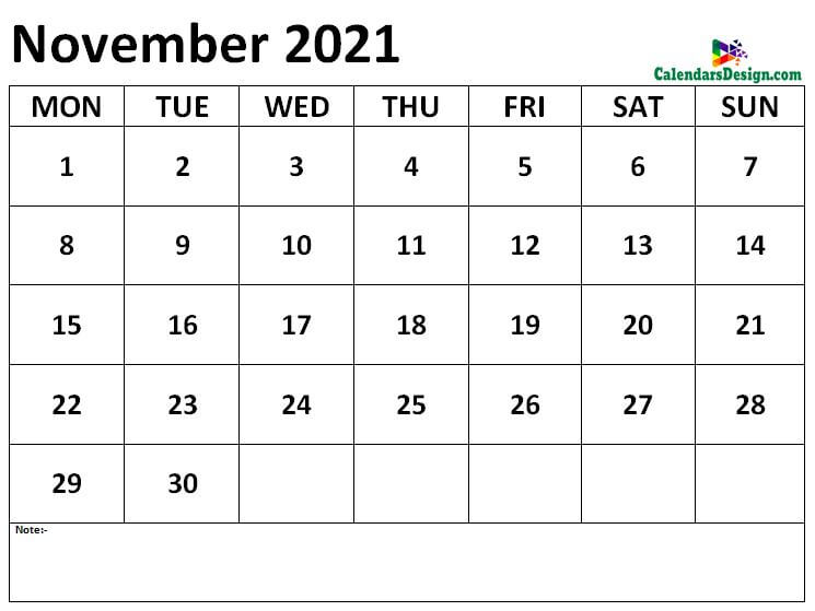 Calendar November 2021