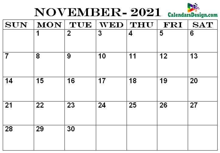Calendar Printable November 2021