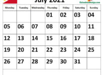 Calendar for July 2021 Philippines