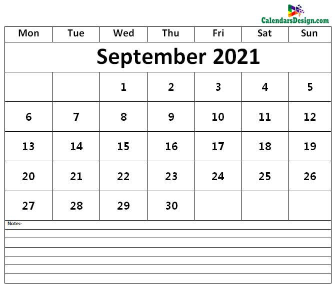 Sept 2021 Calendar