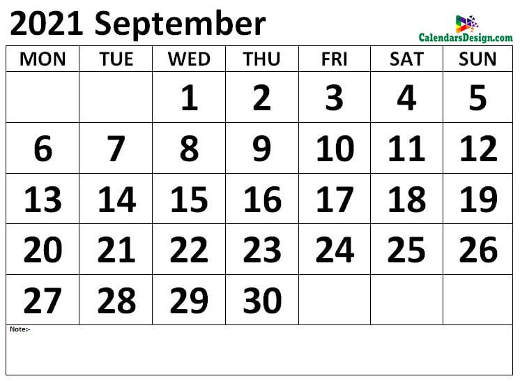 September 2021 calendar Download