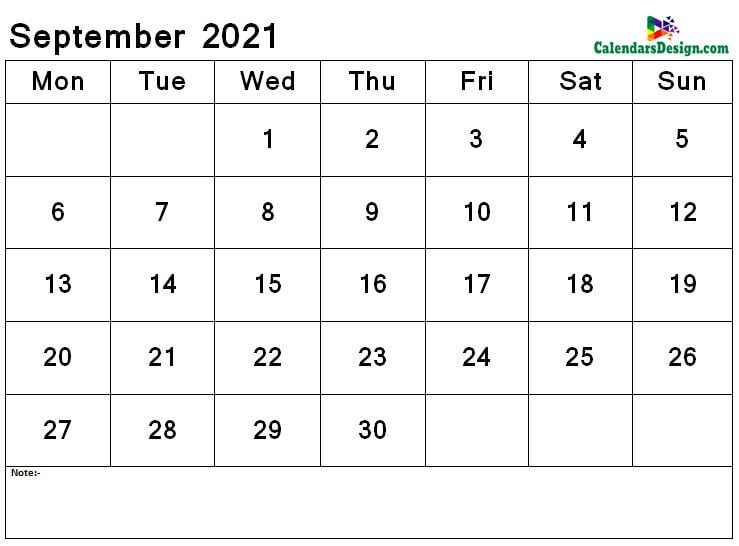 September 2021 calendar png