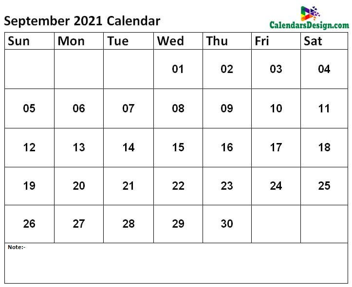 free sept calendar 2021 printable