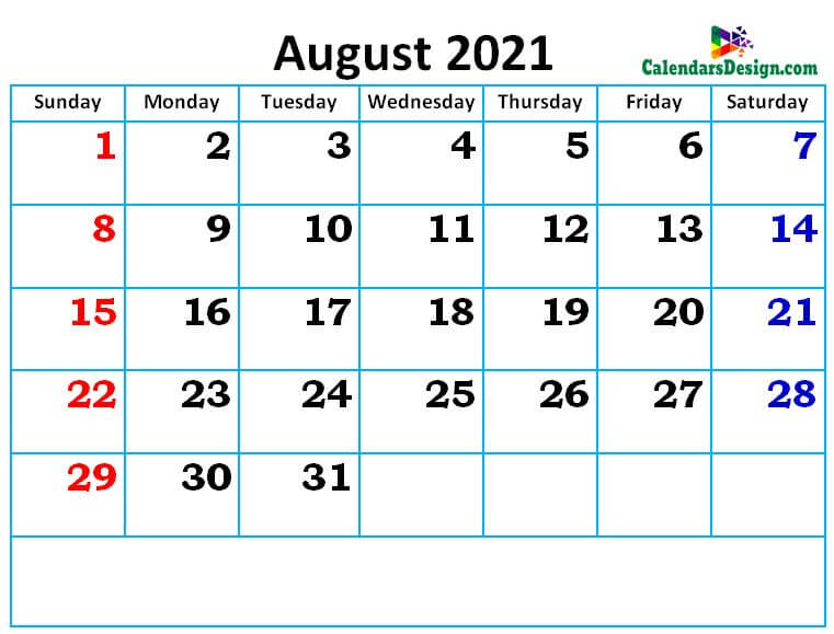 new cute August month calendar designs