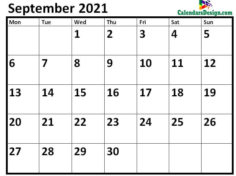 Blank September 2021 Calendar