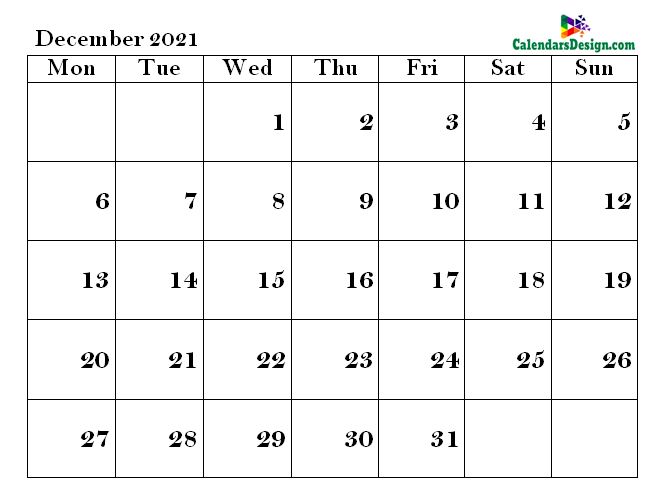 December Calendar 2021 PDF