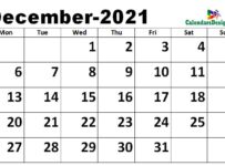December calendar 2021 excel calendar