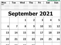 Editable September 2021 Calendar Blank Template
