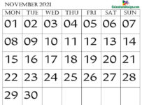 November 2021 Calendar PDF