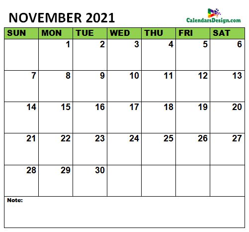November 2021 Calendar to edit