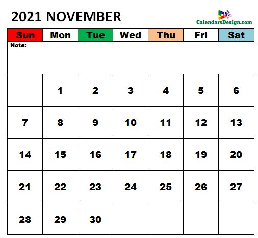 November 2021 Calendar vertex