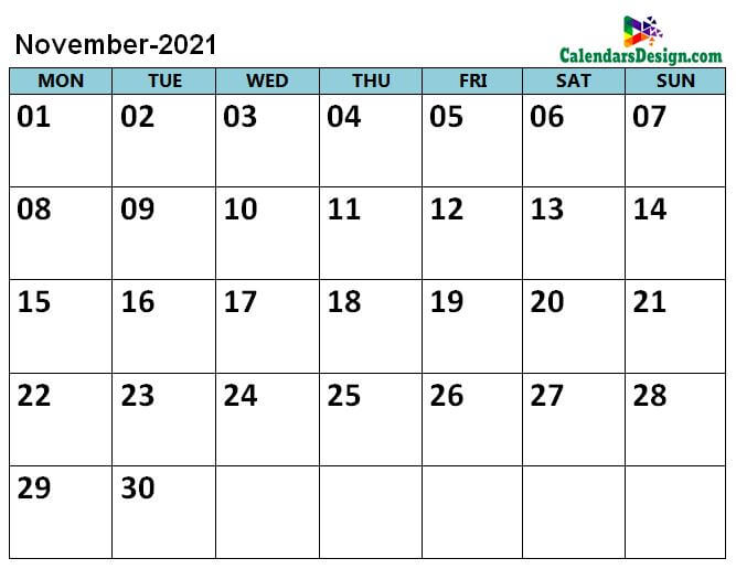 November 2021 a4 calendar