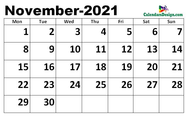 November calendar 2021 excel calendar
