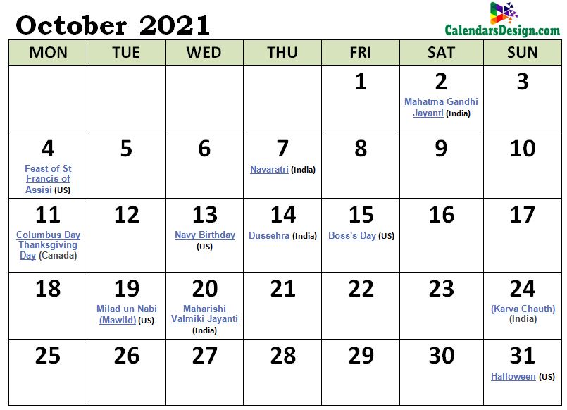 October 2021 Calendar NZ With Holidays