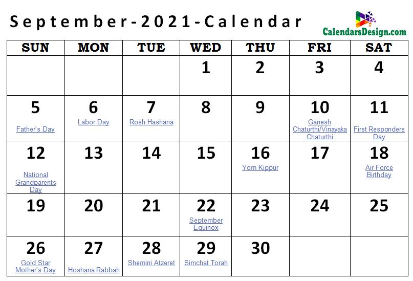 September 2021 Calendar With Holidays Us Uk Canda Germany Etc List 6985