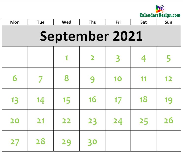 September 2021 Calendar Excel