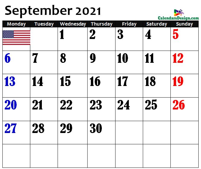 September 2021 USA Calendar