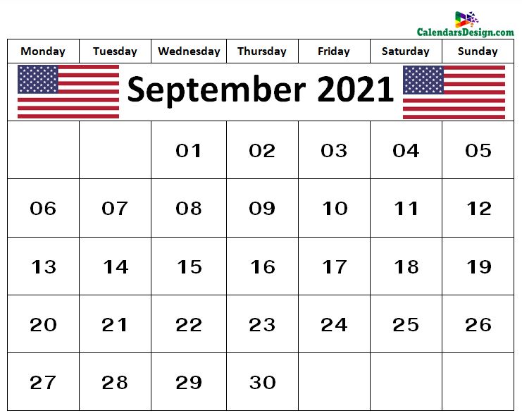 September 2021 us calendar