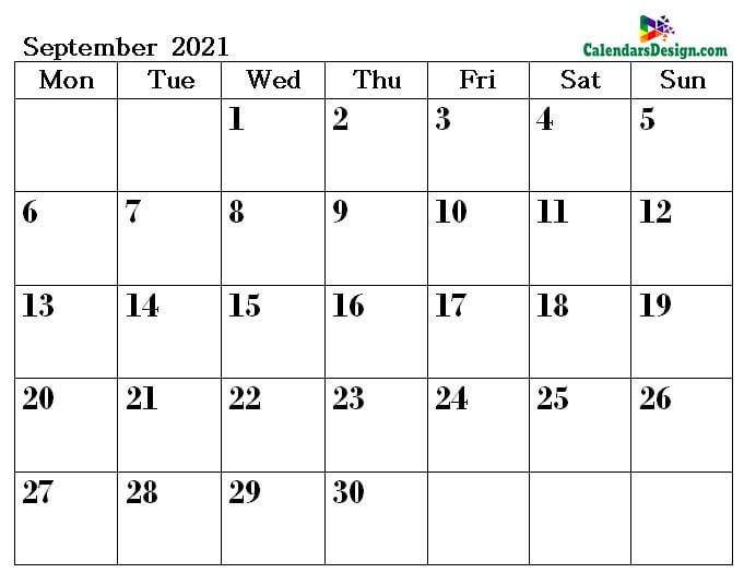 September Calendar 2021 PDF