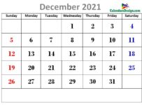 latest December 2021 cute calendar