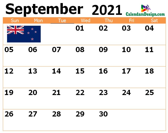 2021 September NZ Calendar