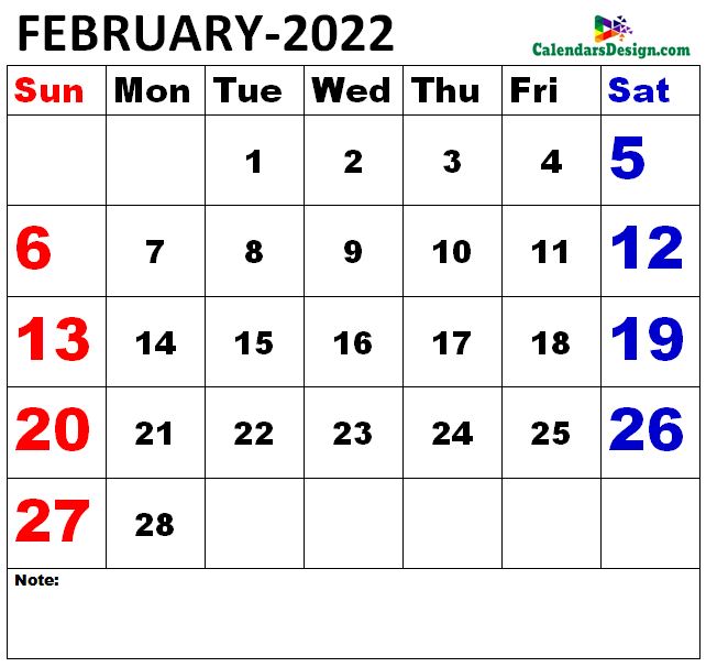 February 2022 Calendar to edit