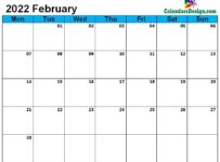 February Calendar 2022 Page