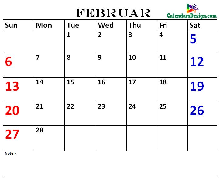 February Calendar 2022 Template